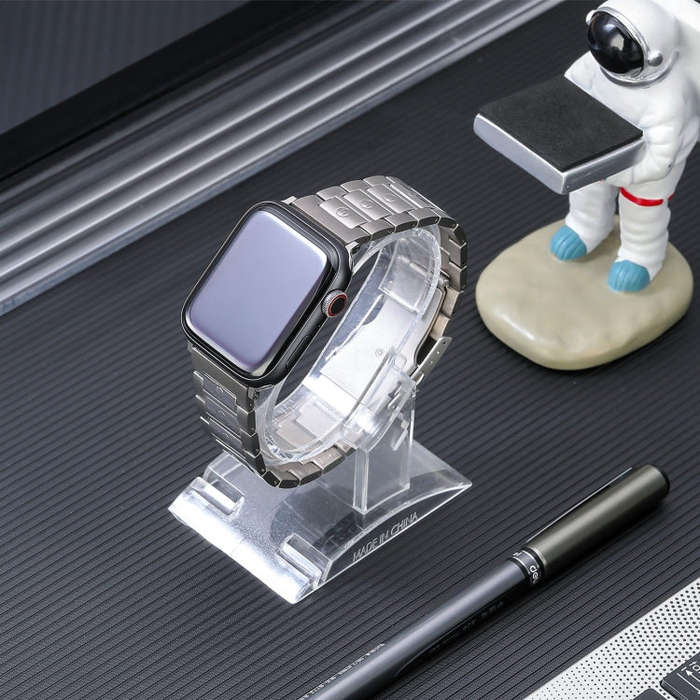 For Apple Watch SE 2023 44mm Safety Buckle Titanium Steel Watch Band(Silver)