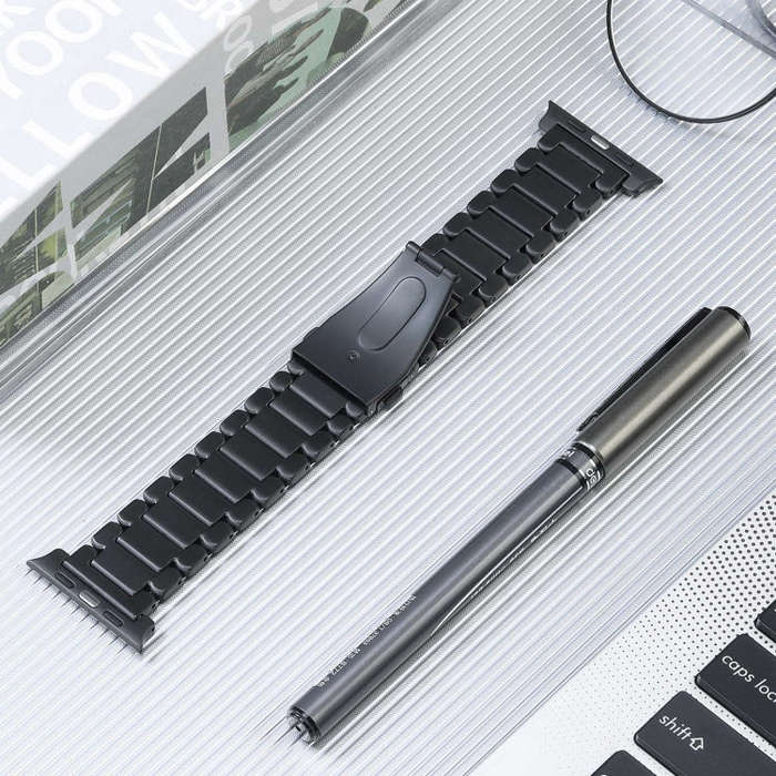 For Apple Watch Series 9 45mm Five Beads Titanium Steel Watch Band(Black)