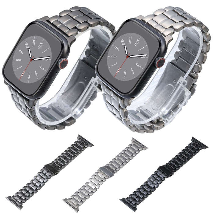 For Apple Watch Series 9 41mm Five Beads Titanium Steel Watch Band(Grey)