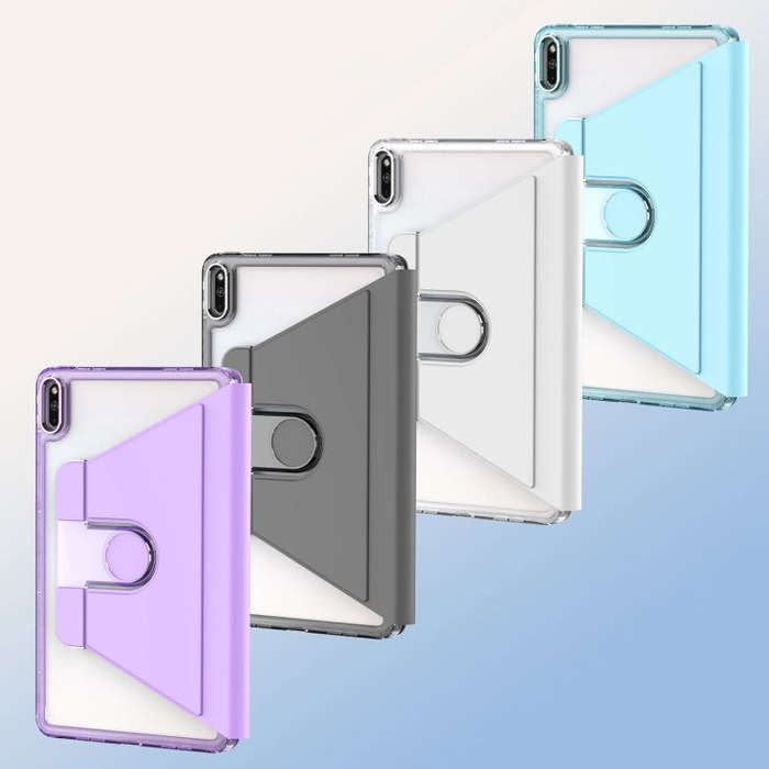 For Huawei MatePad 10.4 Clear 360 Rotation Stand Smart Leather Tablet Case(Purple)