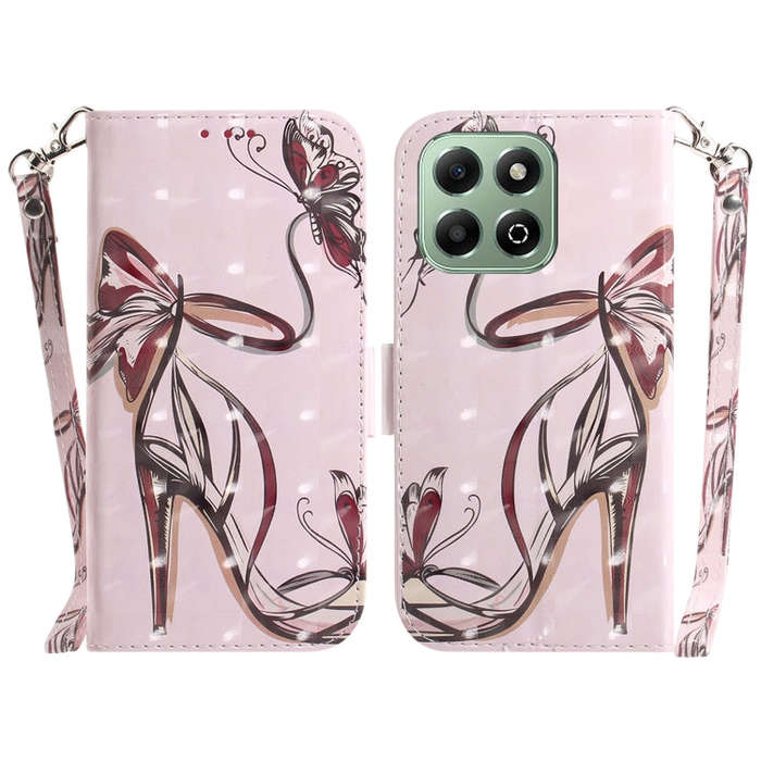 For Honor X6b 3D Colored Horizontal Flip Leather Phone Case(Butterfly High-heeled)