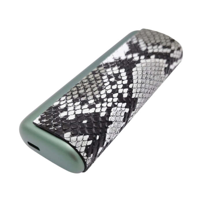 For IQOS ILUMA Prime PU Leather Electronic Cigarette Protective Case(Snake Pattern Grey White)