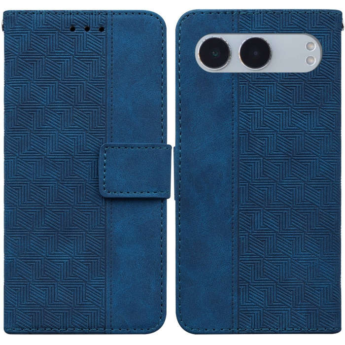 For OnePlus Nord 4 Geometric Embossed Leather Phone Case(Blue)