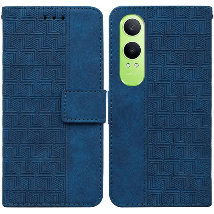 For OnePlus Nord CE4 Lite Geometric Embossed Leather Phone Case(Blue)