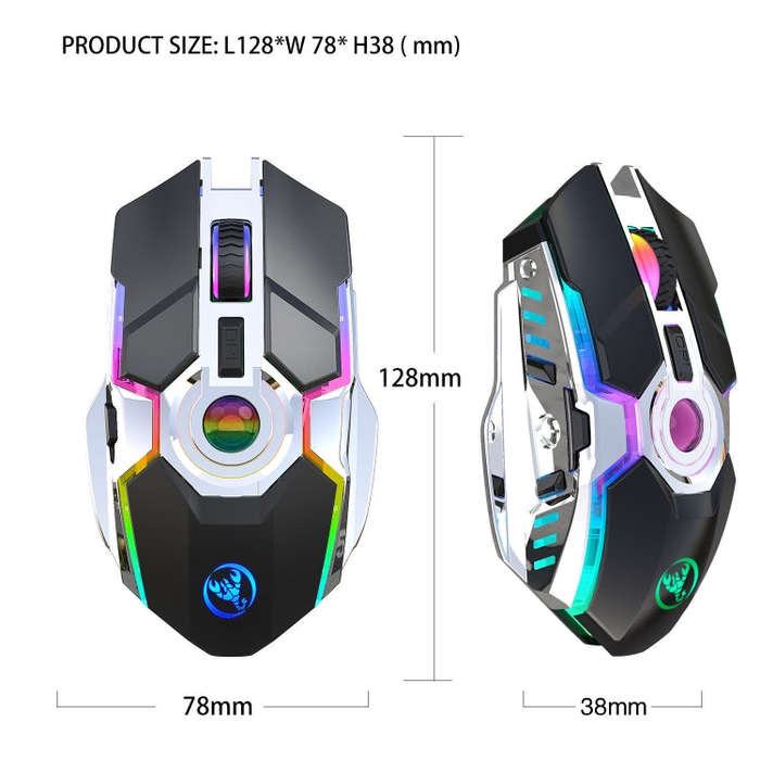 HXSJ T30 2400DPI RGB 2.4GHz Wireless Mouse(Black)