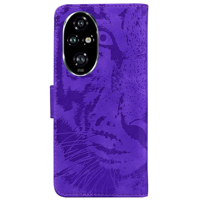 For Honor 200 Pro Tiger Embossing Pattern Flip Leather Phone Case(Purple)