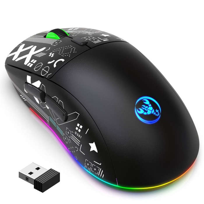 HXSJ T90 RGB Light Three-mode Wireless Gaming Mouse(Black)