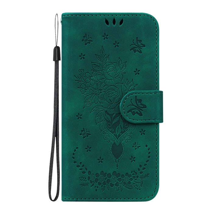For Honor 200 Butterfly Rose Embossed Leather Phone Case(Green)