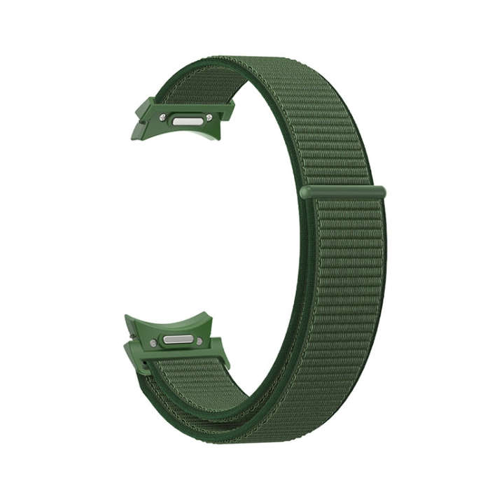 For Samsung Galaxy Watch  7 / 6 Woven Nylon Loop Watch Band(Dark Green)