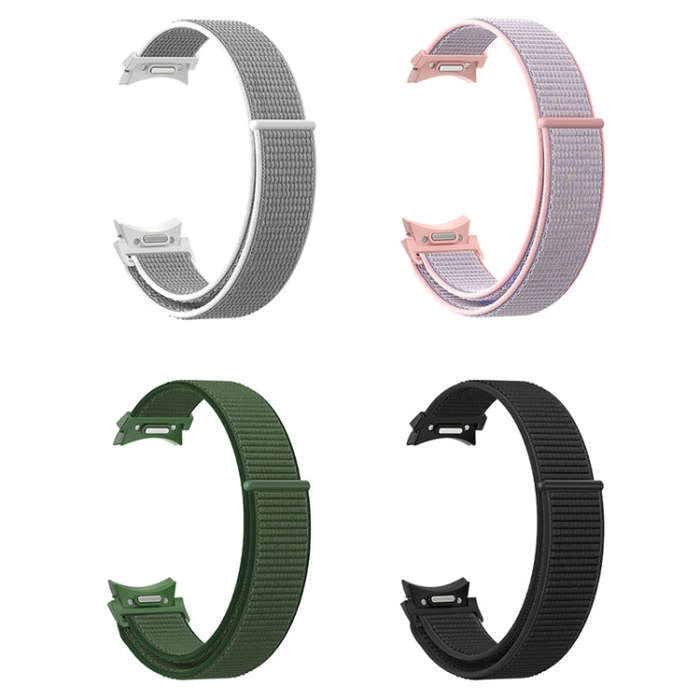 For Samsung Galaxy Watch  7 / 6 Woven Nylon Loop Watch Band(Grey White)