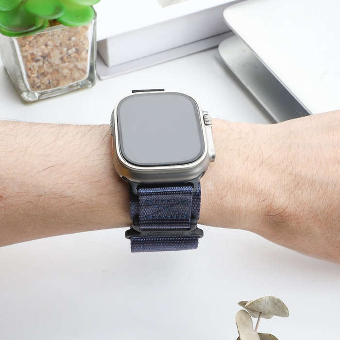 For Apple Watch Series 3 38mm AW Nylon Two-Section Watch Band(Blue)