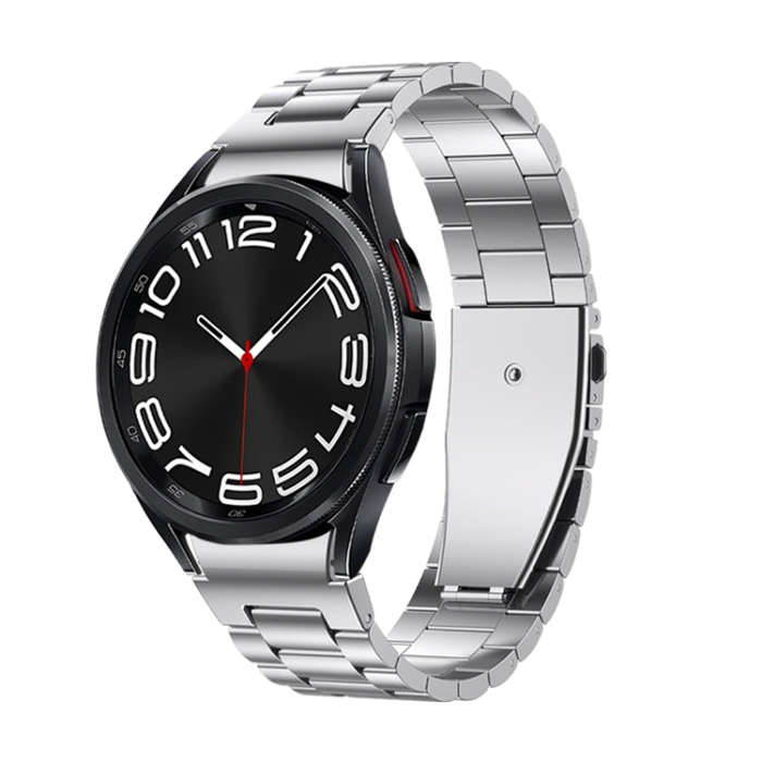 For Samsung Galaxy Watch 6 Three Strains Metal Watch Band(Silver)