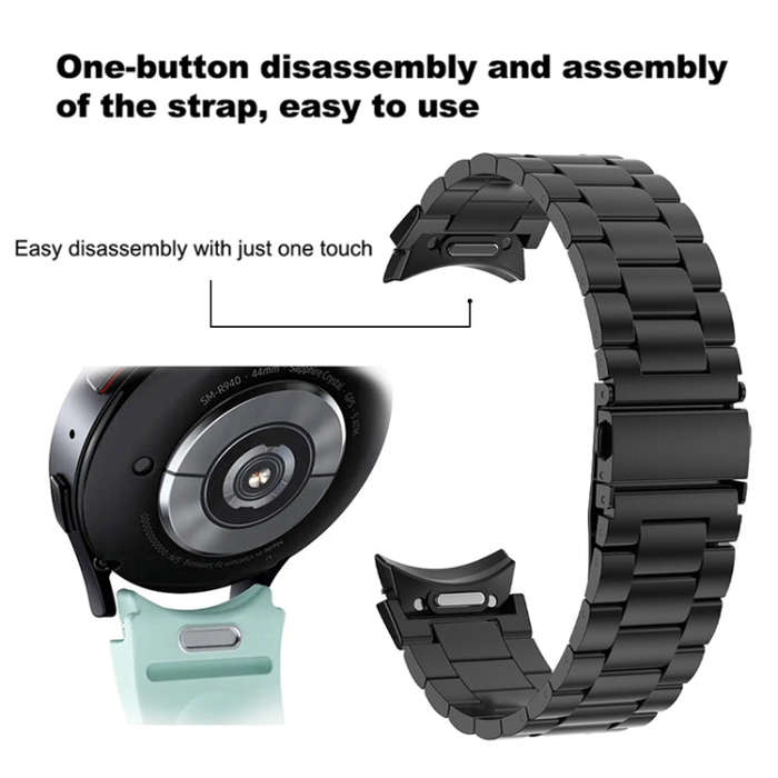 For Samsung Galaxy Watch 6 Three Strains Metal Watch Band(Silver)