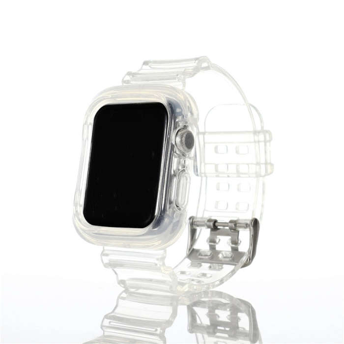 For Apple Watch Series 7 45mm / 6 & SE & 5 & 4 44mm / 3 & 2 & 1 42mm Transparent TPU Integrated W...