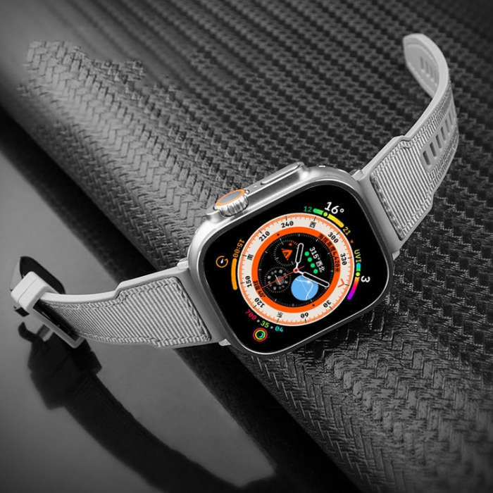 For Apple Watch Series 3 38mm Hybrid Braid Nylon Silicone Watch Band(Blue)