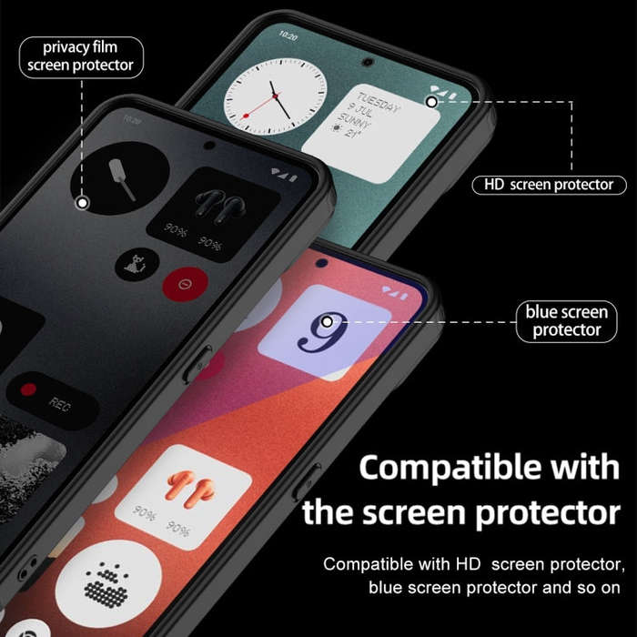For Nothing CMF Phone 1 Armor Clear TPU Hard PC Phone Case(Matte Black)