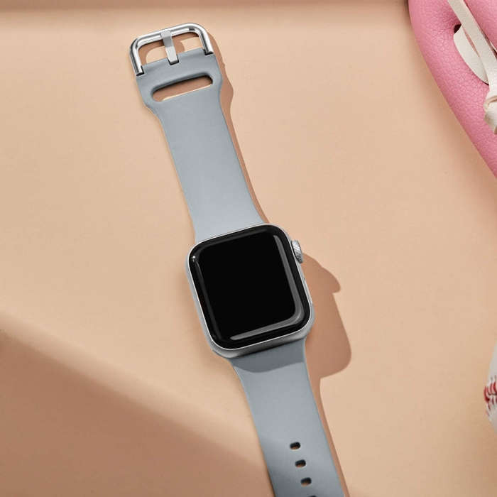 For Apple Watch Ultra 49mm Pin Buckle Silicone Watch Band(Light Grey)