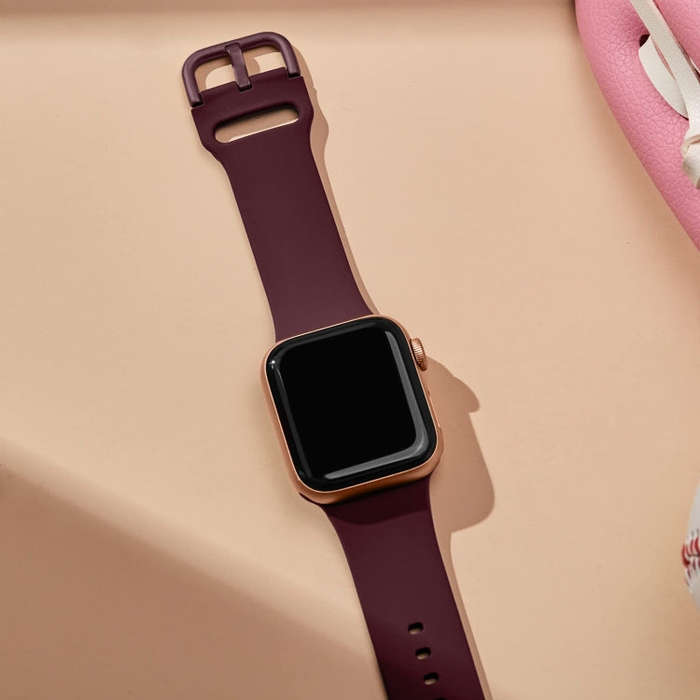 For Apple Watch Series 8 45mm Pin Buckle Silicone Watch Band(Wine Red)