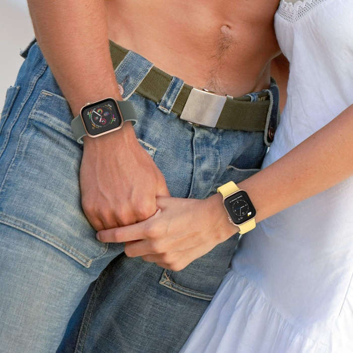 For Apple Watch Series 8 45mm Pin Buckle Silicone Watch Band(Yellow)