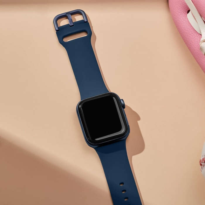 For Apple Watch SE 40mm Pin Buckle Silicone Watch Band(Abyss Blue)