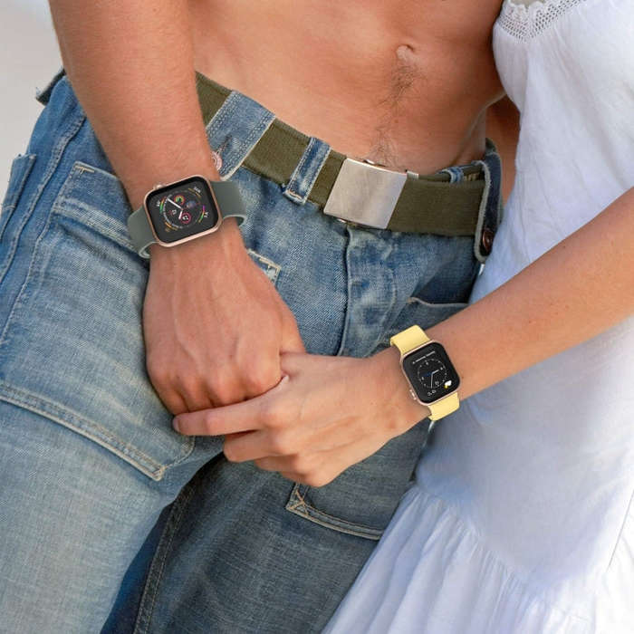 For Apple Watch Series 9 41mm Pin Buckle Silicone Watch Band(Yellow)