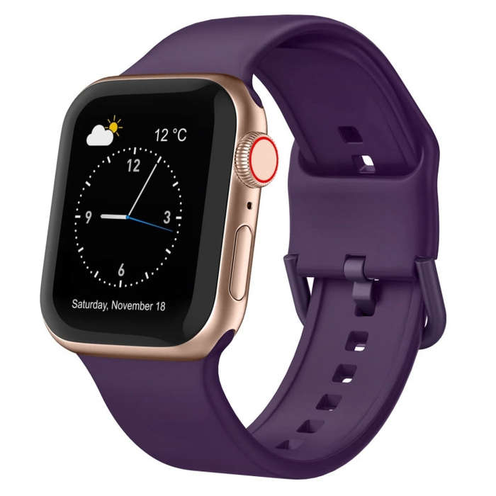 For Apple Watch SE 2023 44mm Pin Buckle Silicone Watch Band(Dark Purple)