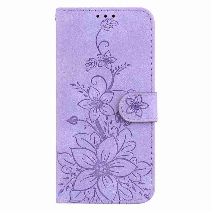 For Motorola Edge 2024 Lily Embossed Leather Phone Case(Purple)
