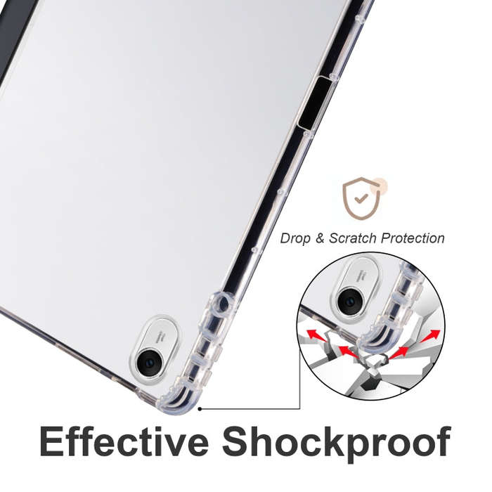 For Huawei MatePad 11.5 2023 3-folding Transparent TPU Smart Leather Tablet Case(Black)