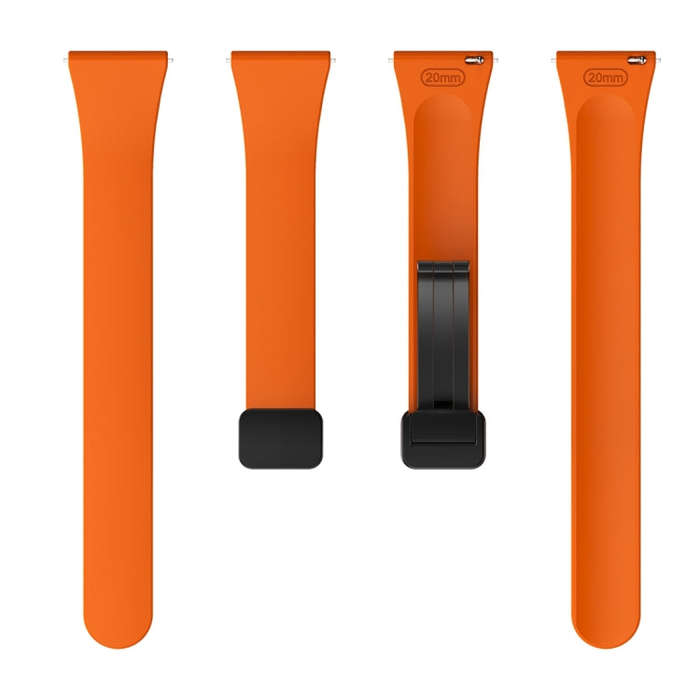 For Samsung Galaxy Watch 6 / 6 Classic Magnetic Black Buckle Slim Silicone Watch Band(Orange)