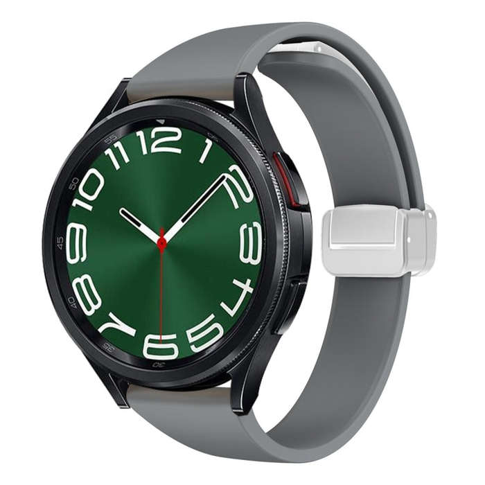For Samsung Galaxy Watch 6 / 6 Classic Magnetic Silver Buckle Slim Silicone Watch Band(Space Grey)
