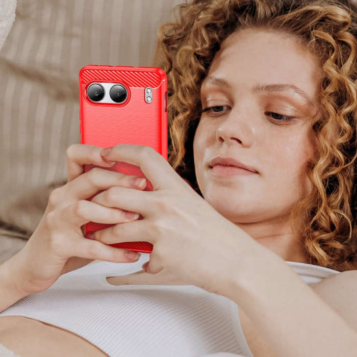 For OnePlus Nord 4 Carbon Fiber Brushed Texture TPU Phone Case(Red)
