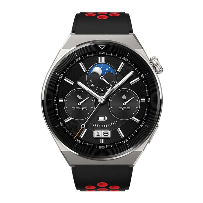 For Huawei Watch GT3 Pro 46mm Two Color Round Hole Silicone Watch Band(Black Red)