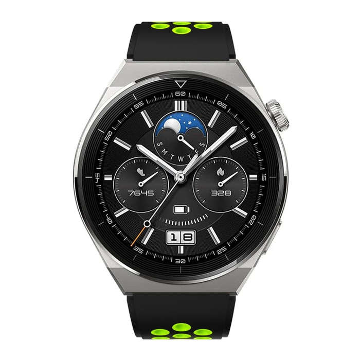For Huawei Watch GT3 Pro 46mm Two Color Round Hole Silicone Watch Band(Black Green)