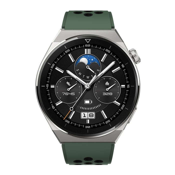 For Huawei Watch GT3 Pro 46mm Two Color Round Hole Silicone Watch Band(Army Green Black)