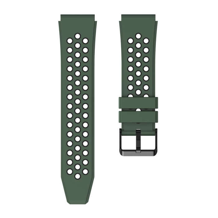For Huawei Watch GT3 Pro 46mm Two Color Round Hole Silicone Watch Band(Army Green Black)