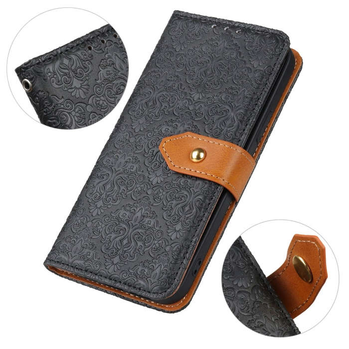 For Sony Xperia 5 VI European Floral Embossed Leather Phone Case(Black)