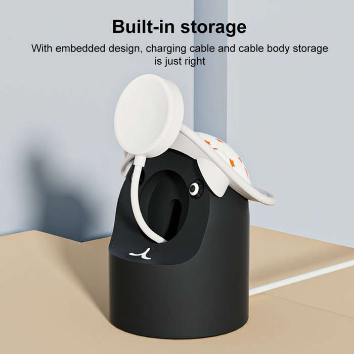 For Apple Watch Series Hat Bear Shaped Silicone Charging Base(Grey)