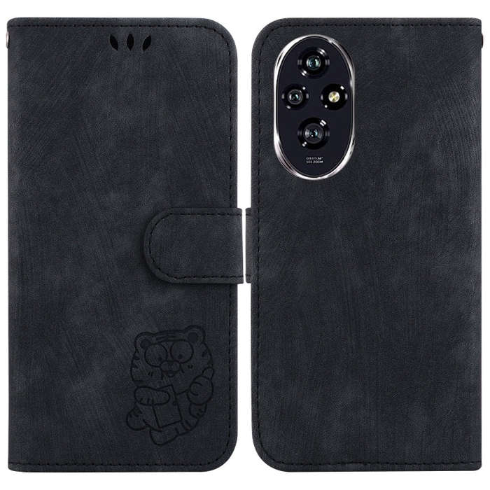 For Honor 200 Little Tiger Embossed Leather Phone Case(Black)