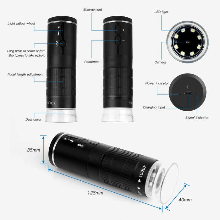 F210 1000X WiFi Digital Microscope with Helical Tube Bracket