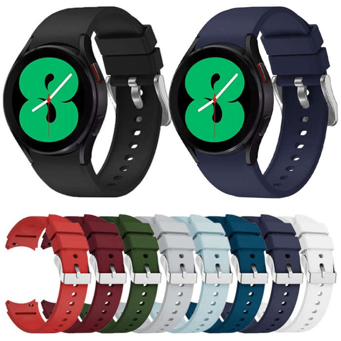 For Samsung Galaxy Watch 6 Solid Color Silicone Silver Buckle Watch Band(Red)