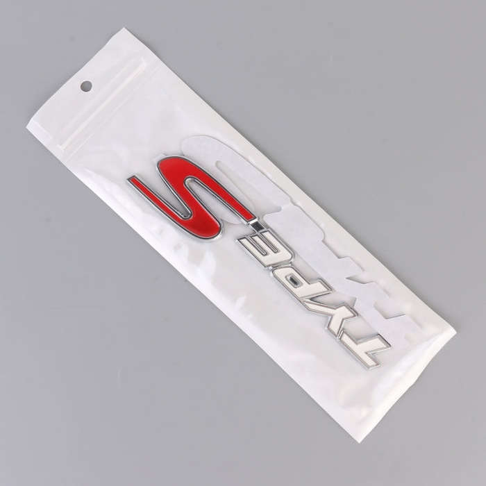 Car TYPE-S Personalized Aluminum Alloy Decorative Stickers, Size:15x3x0.4cm(White Red)