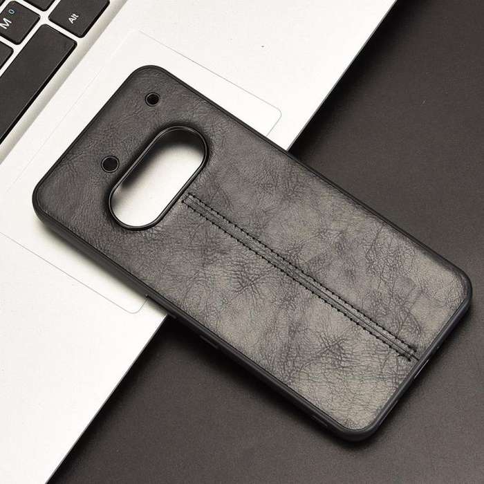 For Nothing Phone 3a Cow Pattern Sewing Back Cover Phone Case(Black)