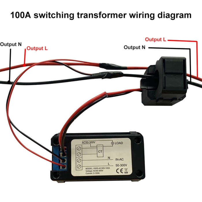 KWS-AC300-100A 50-300V AC Digital Current Voltmeter with Opening Transformer(Black)