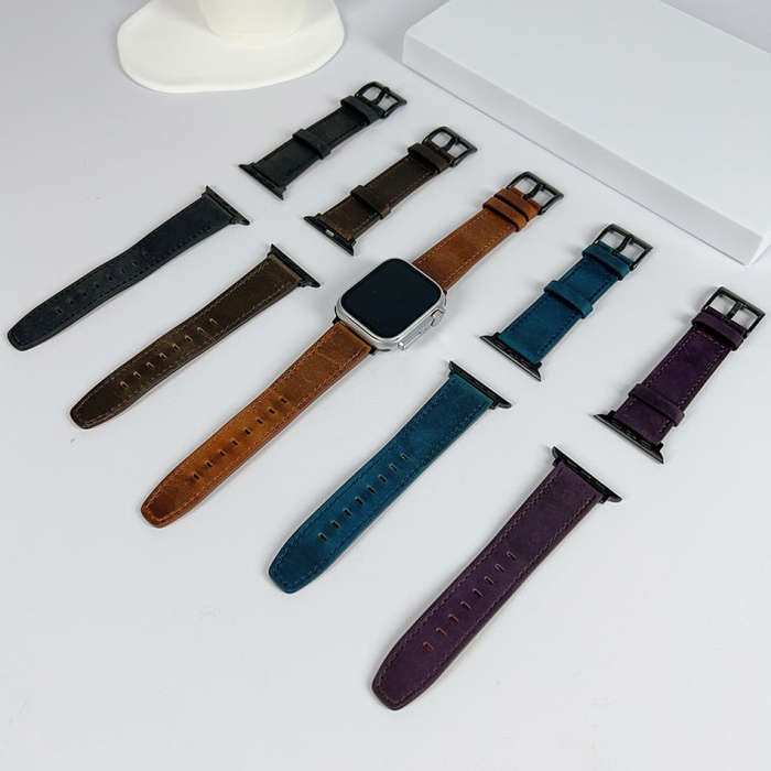 For Apple Watch SE 2022 40mm Retro Texture Leather Watch Band(Coffee Color)