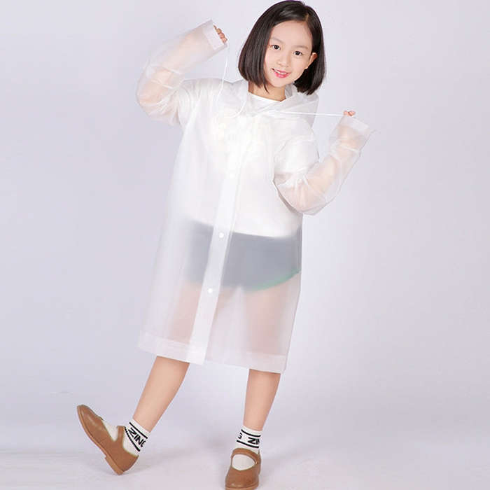 Non-disposable Frosted Thickened Children EVA Raincoat(Transparent)