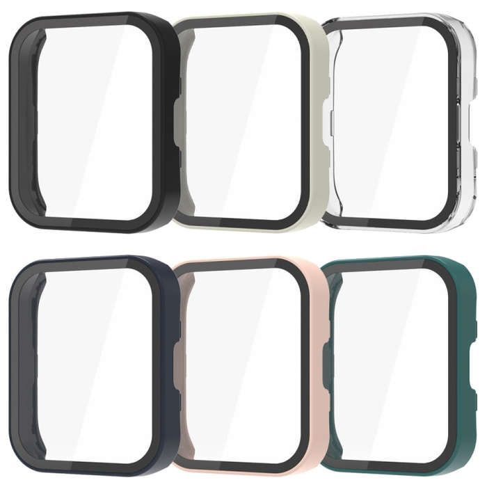 For Amazfit Bip 5 PC + Tempered Film Integrated Watch Protective Case(Ivory White)