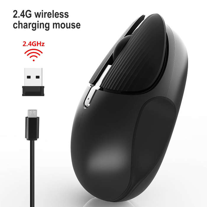 HXSJ M106 2.4GHZ 1600dpi Single-mode Wireless Mouse USB Rechargeable(Black)