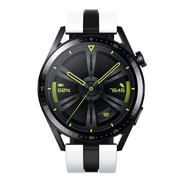 For Huawei Watch GT 3 / GT 3 Pro Vertical Two Color Silicone Watch Band(White+Black)