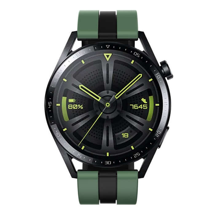 For Huawei Watch GT 3 / GT 3 Pro Vertical Two Color Silicone Watch Band(Olive Green+Black)
