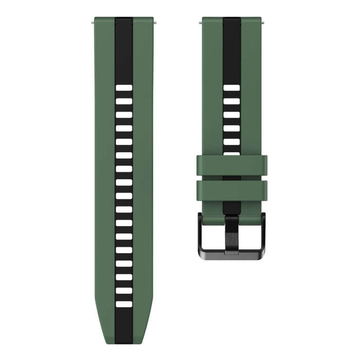 For Huawei Watch GT 3 / GT 3 Pro Vertical Two Color Silicone Watch Band(Olive Green+Black)